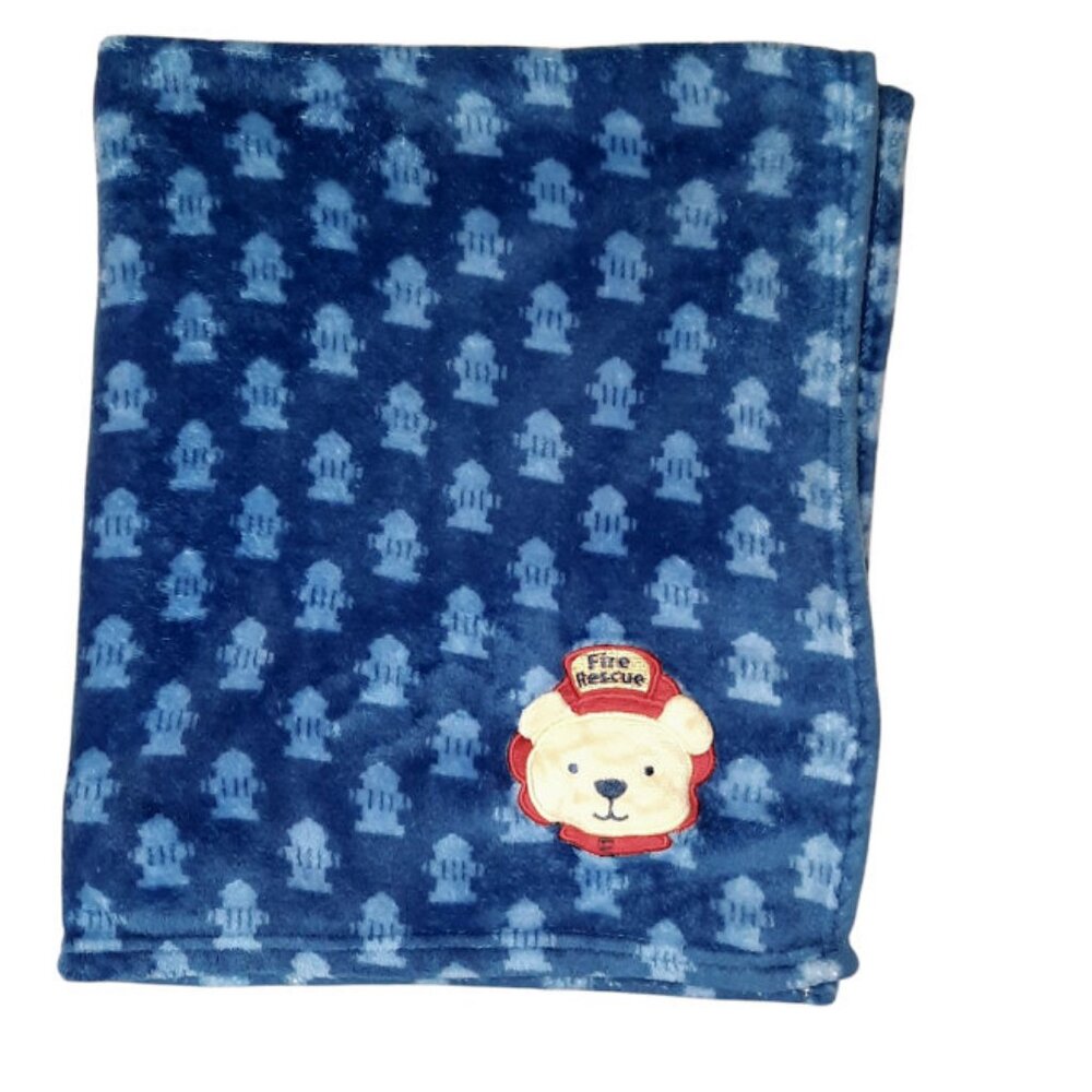 Le Bebe Favorite Fire Rescue Bear Fire Hydrant Security Lovey Blanket 36" X 35"